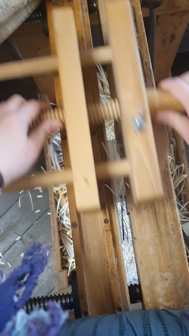 In true @imc_leeds prep, I've had to revert to late medieval book trimming methods. Here's real time footage of trimming with a (new-to-me) plough and working out what adjustments need to be made to the set-up. By the 6th book, once adjustments had been made, things were flowing much better.

[Video description: a book held in a laying press is trimmed using a plough with a horizontal blade, a few pages at a time, leaving a smooth edge.]