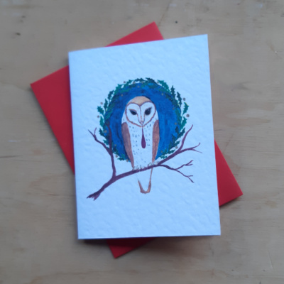 An owl card with red envelope