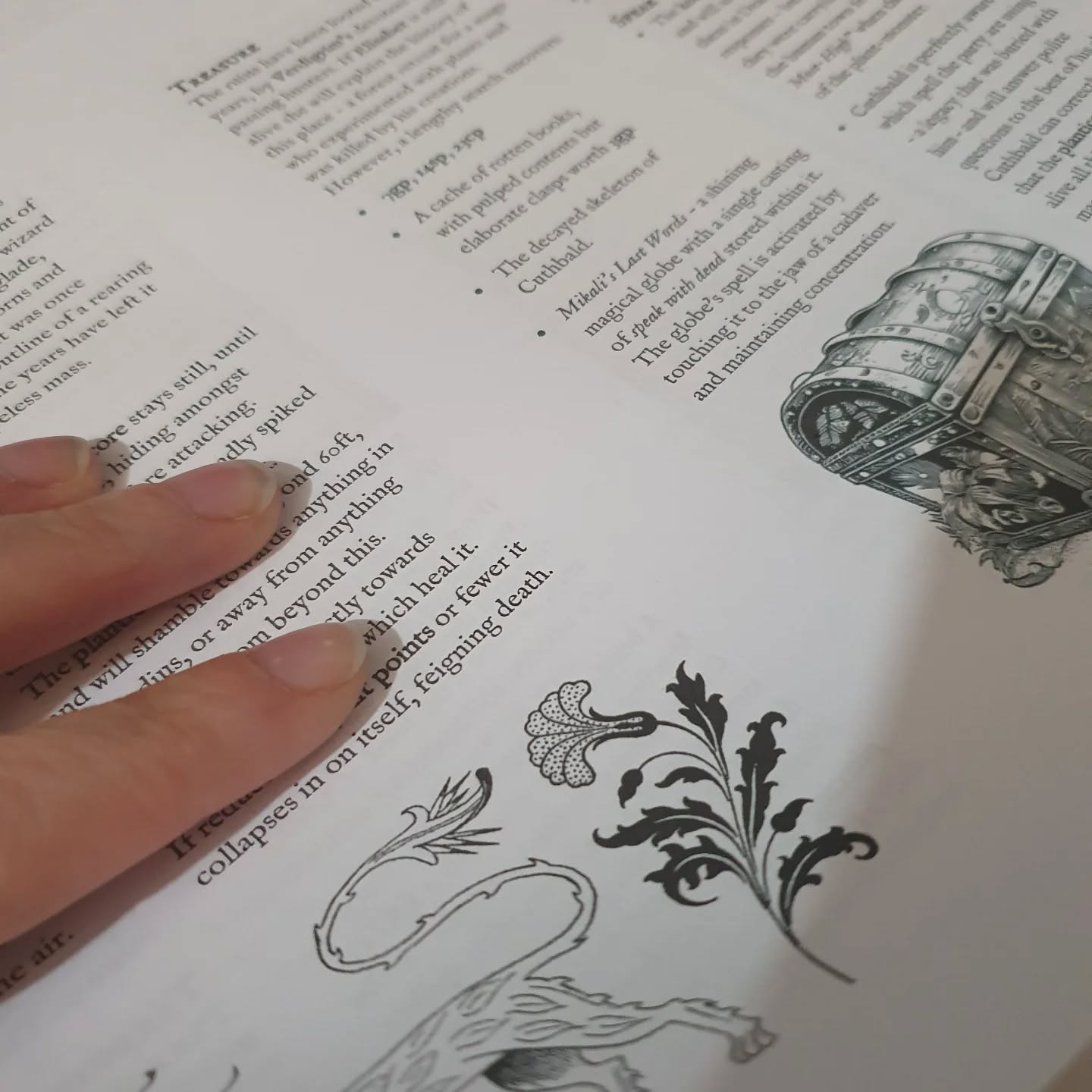 Not my most exciting photo, but as my January work has so far involved stock takes, banking, and endless admin (incl. un-burying a scary amount of unanswered emails from the spam), this pile of rpg printouts will have to do. Getting ready to restock the Incunabula supplements. Don't hold your breath, I still have to sew and trim them. 

[Image description: a hand resting on several printed out pages with rpg related text and imagery on]