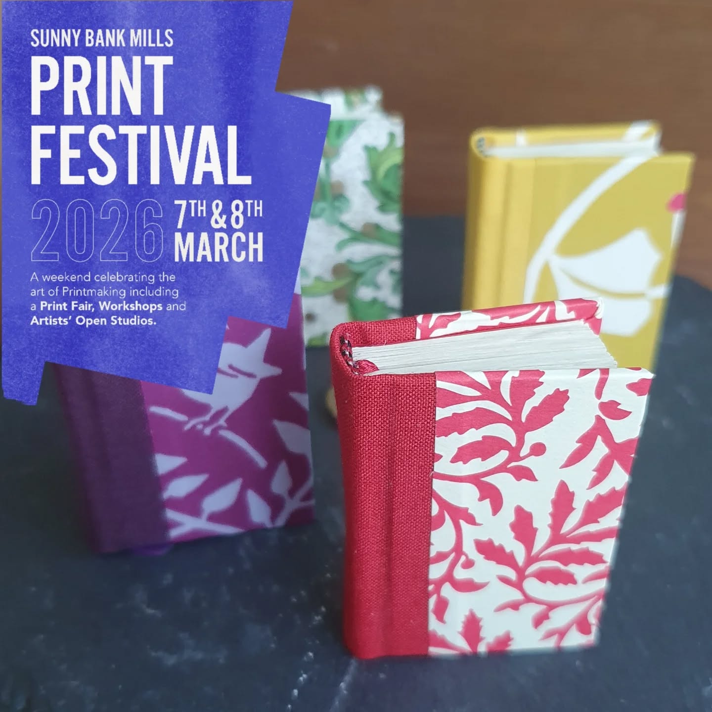 I'll be trading at @sunnybankmills for the Print Festival this Saturday, bringing a selection of books and bookish goodness inspired by history but made for today. 

[Image description: 4 miniature books with an overlayed graphic advertising the Print Festival at Sunnybank Mills 7th-8th March 2026]